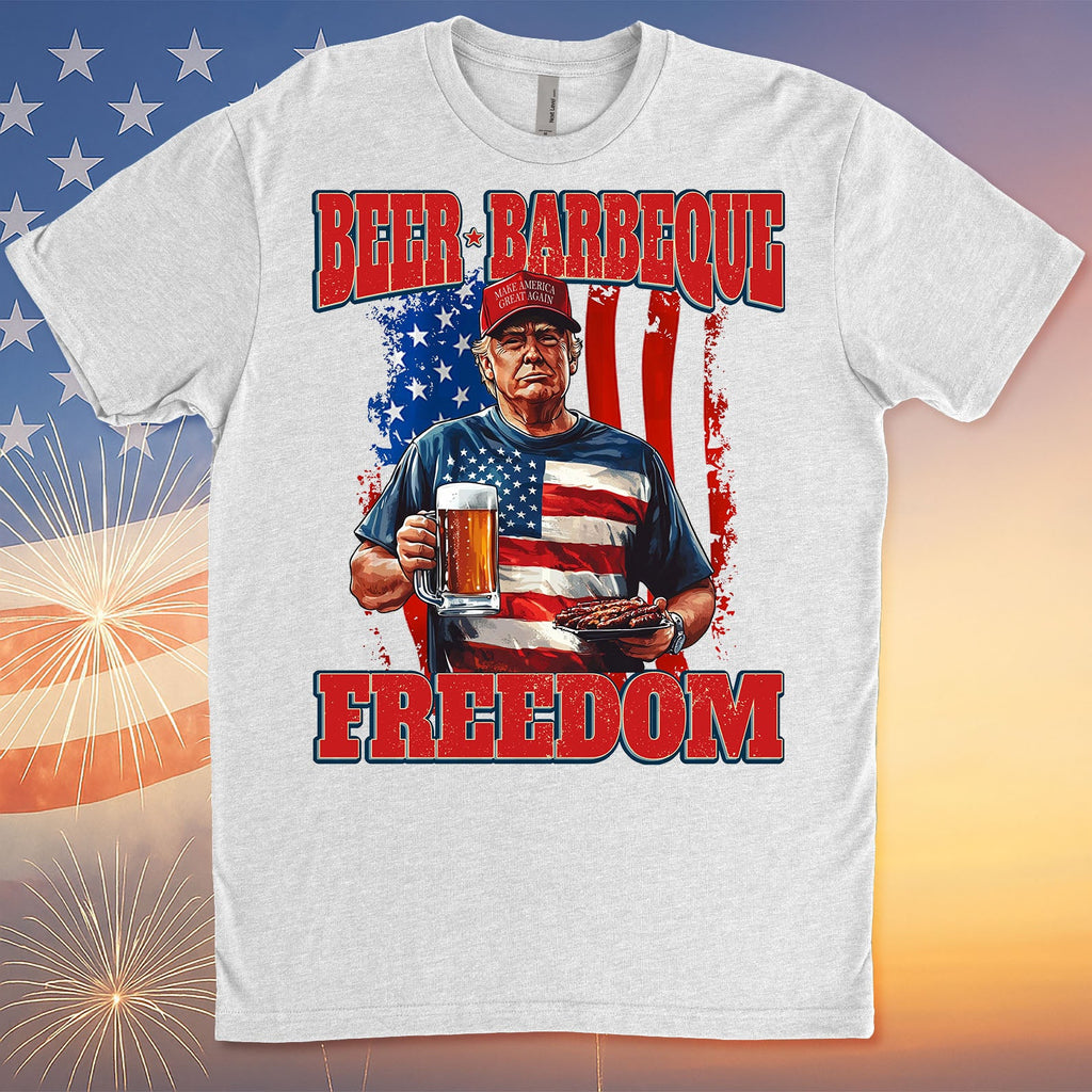 Beer BBQ Freedom Shirt | President Trump T-Shirt | Patriotic Flag Shirt | Independence Day Tee 682425 - GOP