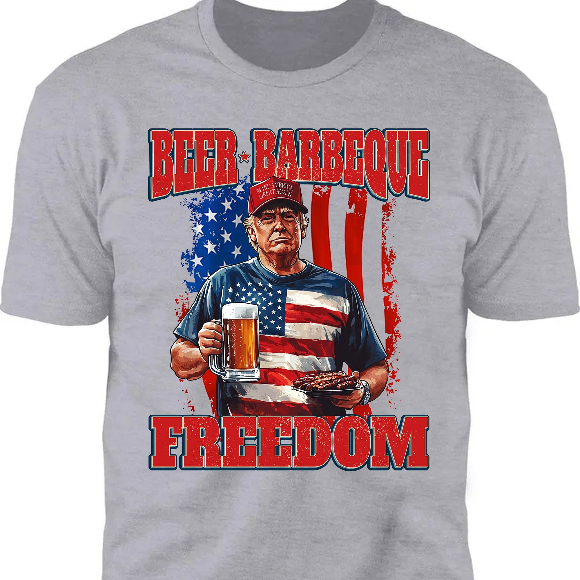 Beer BBQ Freedom Shirt | President Trump T-Shirt | Patriotic Flag Shirt | Independence Day Tee 682425 - GOP